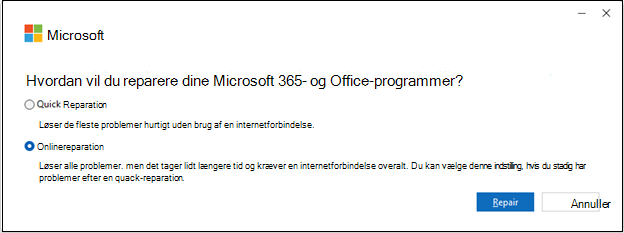 Installer ved hjælp af Klik og kør