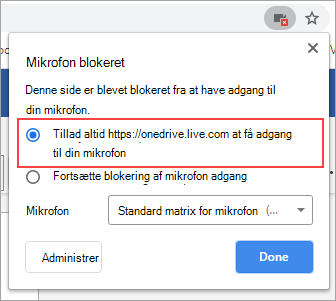 Vælg indstillingen for altid at tillade adgang.