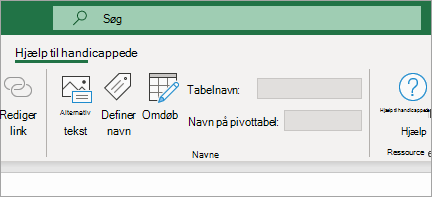 Viser tilgængelighedsbånd