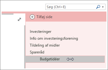Gør en side til en underside, eller hæv en underside til en side.