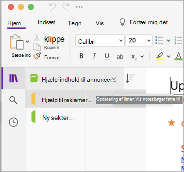 Vis listen Notesbøger