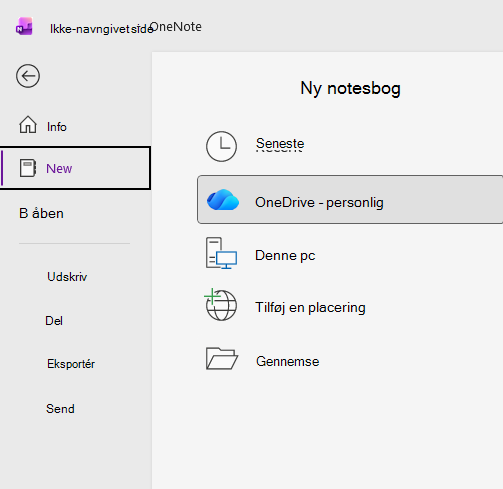 Den nye notesbogproces i OneNote
