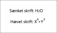 Eksempel på sænket og hævet skrift