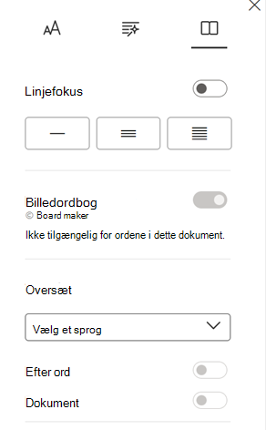 Forenklet læser-læseindstillinger