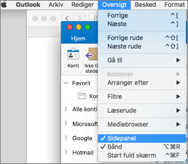 Vælg Vis > sidepanel for at få vist din liste over mapper