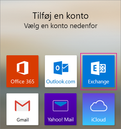 Tilføje en Exchange-konto