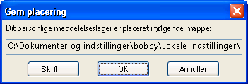 Dialogboksen Lagringsplacering