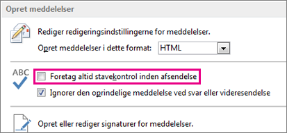 Foretag altid stavekontrol før afsendelse