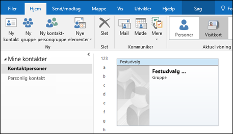 Dobbeltklik på en kontaktgruppe for at tilføje medlemmer.
