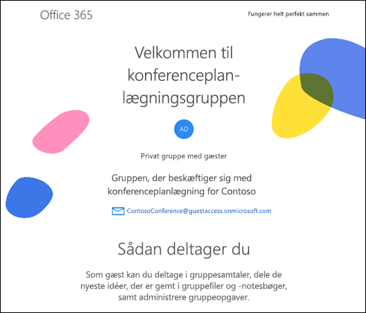 Billede af velkomstmeddelelse til gruppegæster
