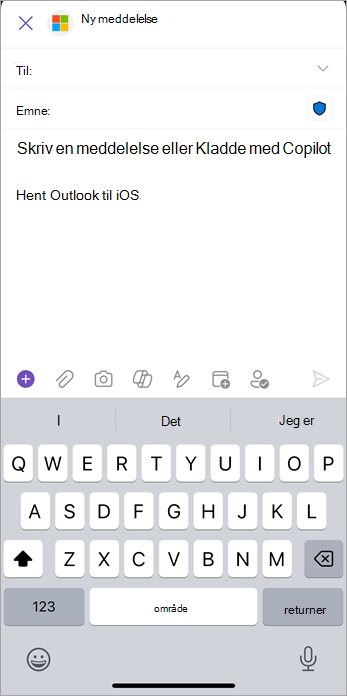 Vælg ikonet vedhæft (papirclips) for at føje filer eller billeder til din mail.