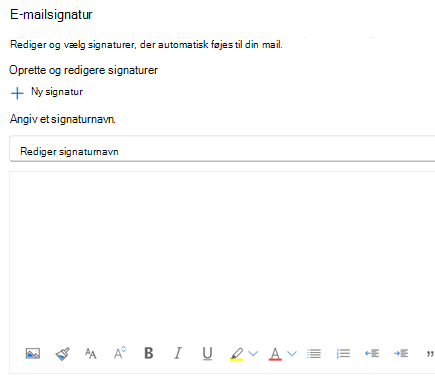 Oprettelse af en mailsignatur i Outlook på internettet