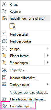 Formatér figur i genvejsmenuen