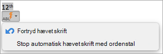 Viser muligheden for at stoppe automatisk hævet ordenstal