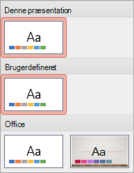 Viser et nyt tema i gruppen Brugerdefineret