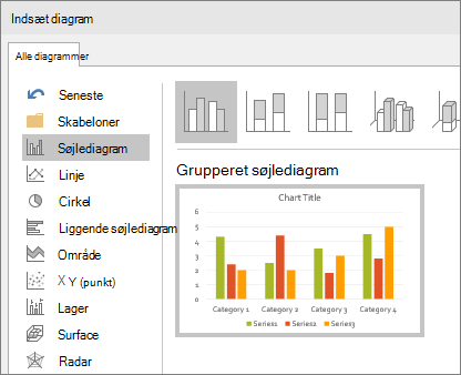 Viser søjlediagrammarkering i PowerPoint