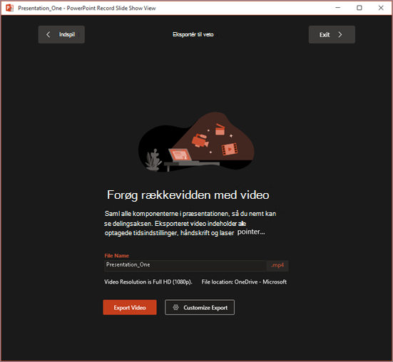 Vinduet Eksportér