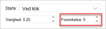 Feltet Forsinkelse ved anvendelse af en animation i PowerPoint på internettet.