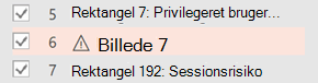 Der vises et advarselssymbol ud for et element, der skal bruge alternativ tekst.