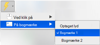 Udløs en animation, der afspilles fra et bogmærke