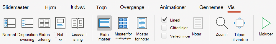 Knappen Slidemaster i PowerPoint på båndet