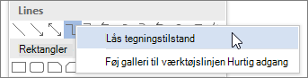 Valg af Lås tegningstilstand