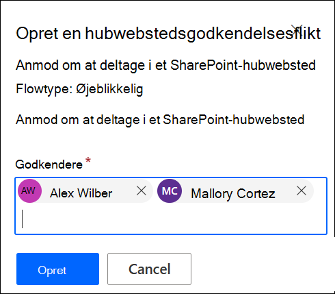skærmbillede af tilføjelse af godkendere