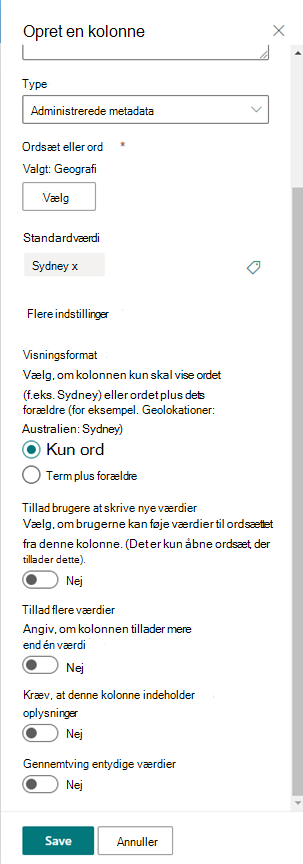 opret kolonne1