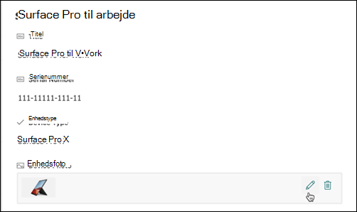 Billedkolonnevisning, erstat eller slet