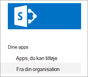 Værktøjslinjen Hurtig start med Fra din organisation fremhævet