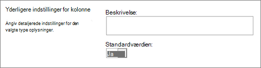 Valg for kolonnen Ja/nej
