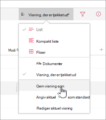 Klik på Gem som for at gemme opdateret eller ny visning