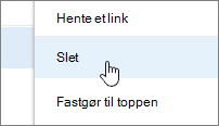 Slet menupunkt i menuen ellipse