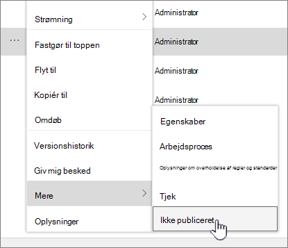 Klik på Annuller publicering