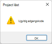 Skærmbillede af fejlen Ugyldig adgangskode