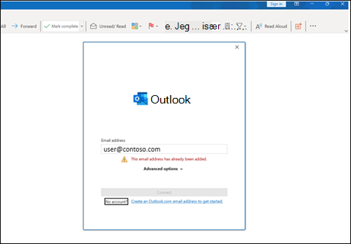 Logonfejl i Outlook i det lokale miljø
