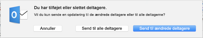 Du har tilføjet eller slettet deltagere.