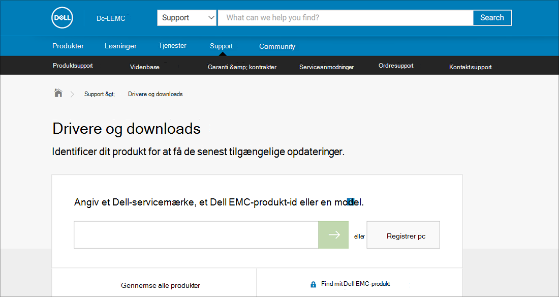 OEM-eksempel på Dell-drivere og -downloads