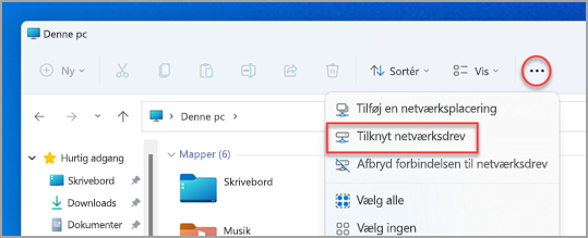 Hvor finder jeg Map Network Drive i Windows 11-stifinder