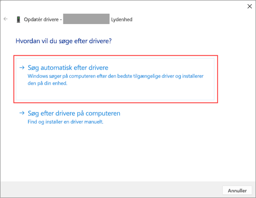 Søg efter lyddrivere i Windows 11 Indstillinger.