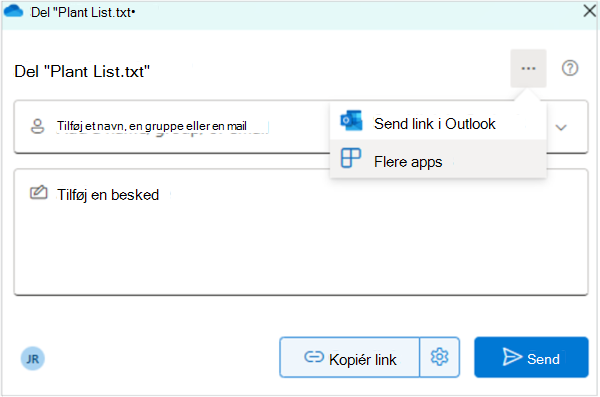 Skærmbillede af Deling af Files med en app