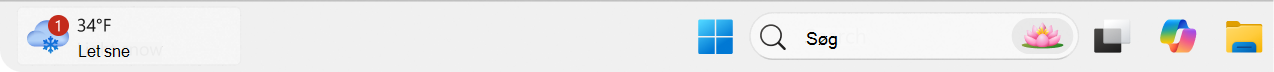 Skærmbillede af proceslinjen, der viser badget på en widget.