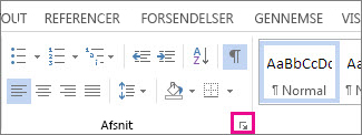 Dialogboksstarteren Afsnit