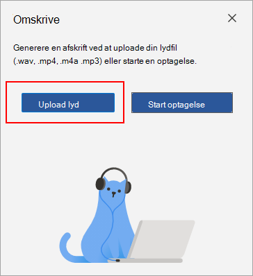 Markér Upload lyd