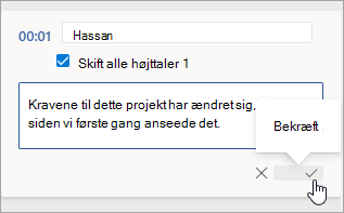 Markér bekræft.