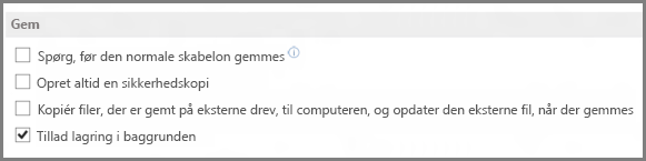 Word 2013 Word-indstillinger for lagring