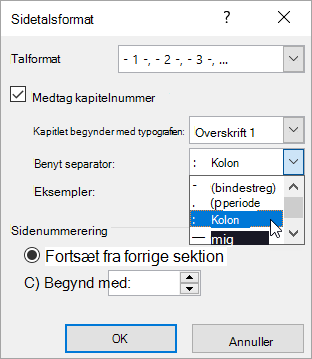 Vælge kapitelnummertypografier