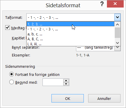 Vælge et talformat