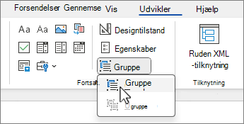 Menuen Gruppekontrolelement