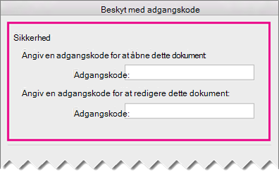 Panel til nulstilling af adgangskode